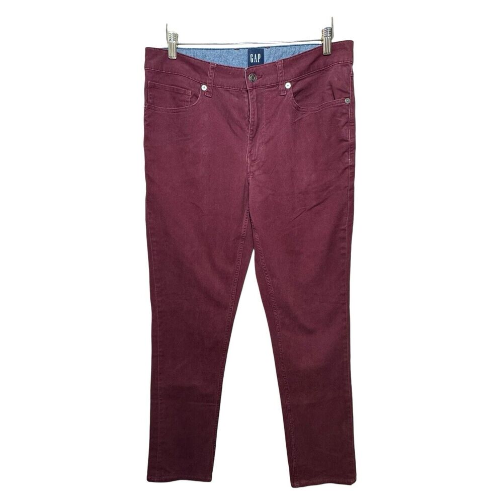 Gap Men's Straight Leg Flex Pants Burgundy Size 32x32 Preppy Hipster Casual